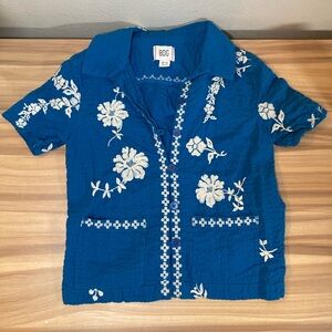 UO BDG Souvenir Appliqué Seersucker Shirt Women’s Sz XS